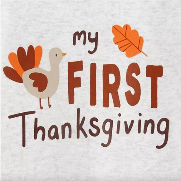 NWT Carter's My FIRST THANKSGIVING & TURKEY 2 piece long sleeve onesie s… - Picture 2 of 3